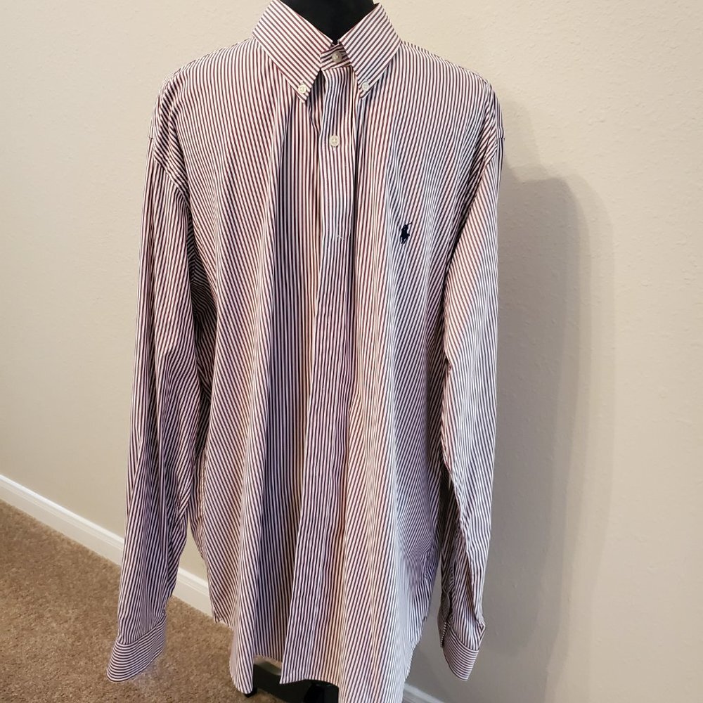 Ralph Lauren classic fit button down long sleeves brown/white men shirt size 2X.